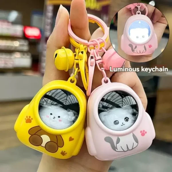 Cat Bag Key Ring (Cute 3D Cat Keychain with Light) - Image 2