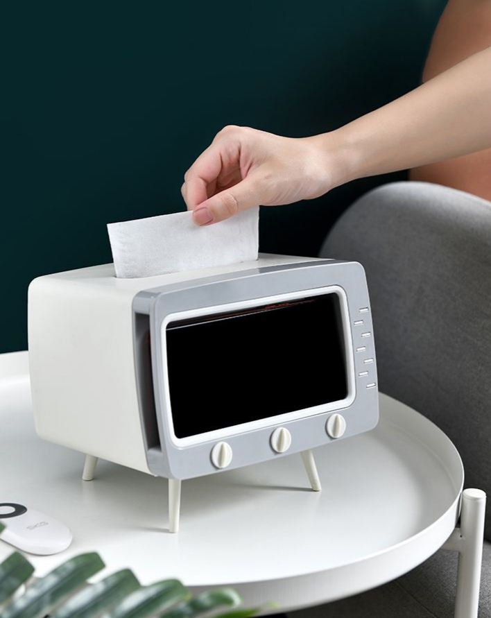 Aesthetic multinational Tv Shape Tissue Box Phone Holder - Image 2