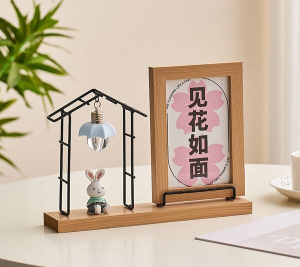 Photo Frame with Night Lamp & Bunny Decor