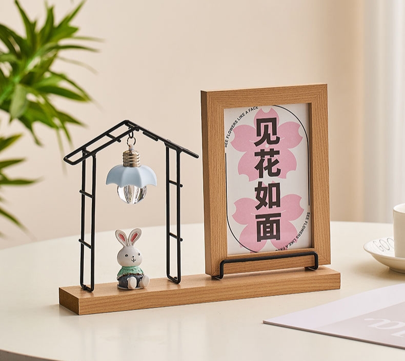Photo Frame with Night Lamp & Bunny Decor