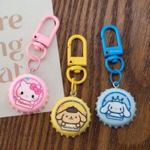 Cartoon Bottle Cap Key Ring (Set of 6 Variants)