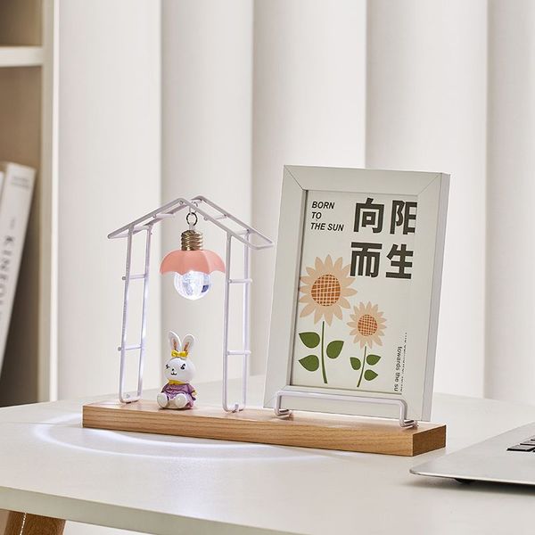 Photo Frame with Night Lamp & Bunny Decor - Image 4