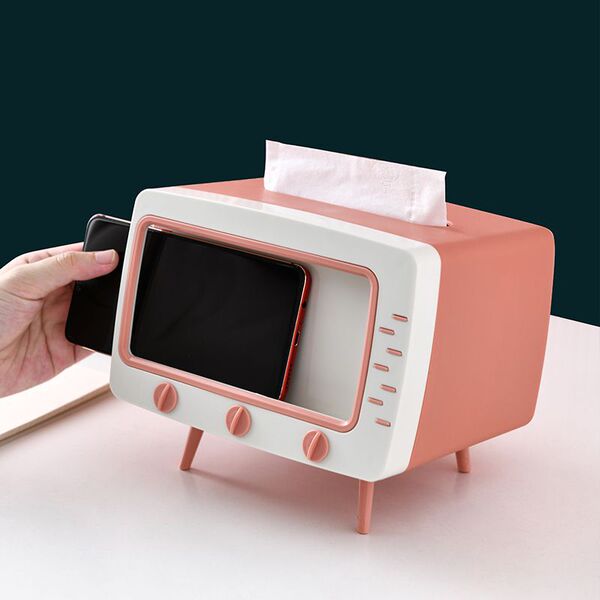Aesthetic multinational Tv Shape Tissue Box Phone Holder - Image 3