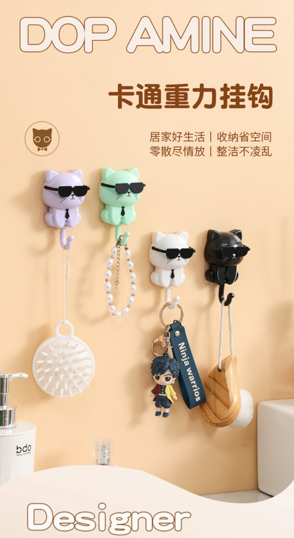 Cool Cat Wall Hook (Self-Adhesive, Waterproof Hanger) - Image 3
