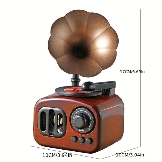 Vintage Gramophone Wind-Up Music Box – Retro Desk Decor - Image 3