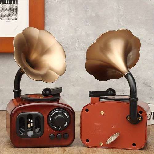 Vintage Gramophone Wind-Up Music Box – Retro Desk Decor - Image 7
